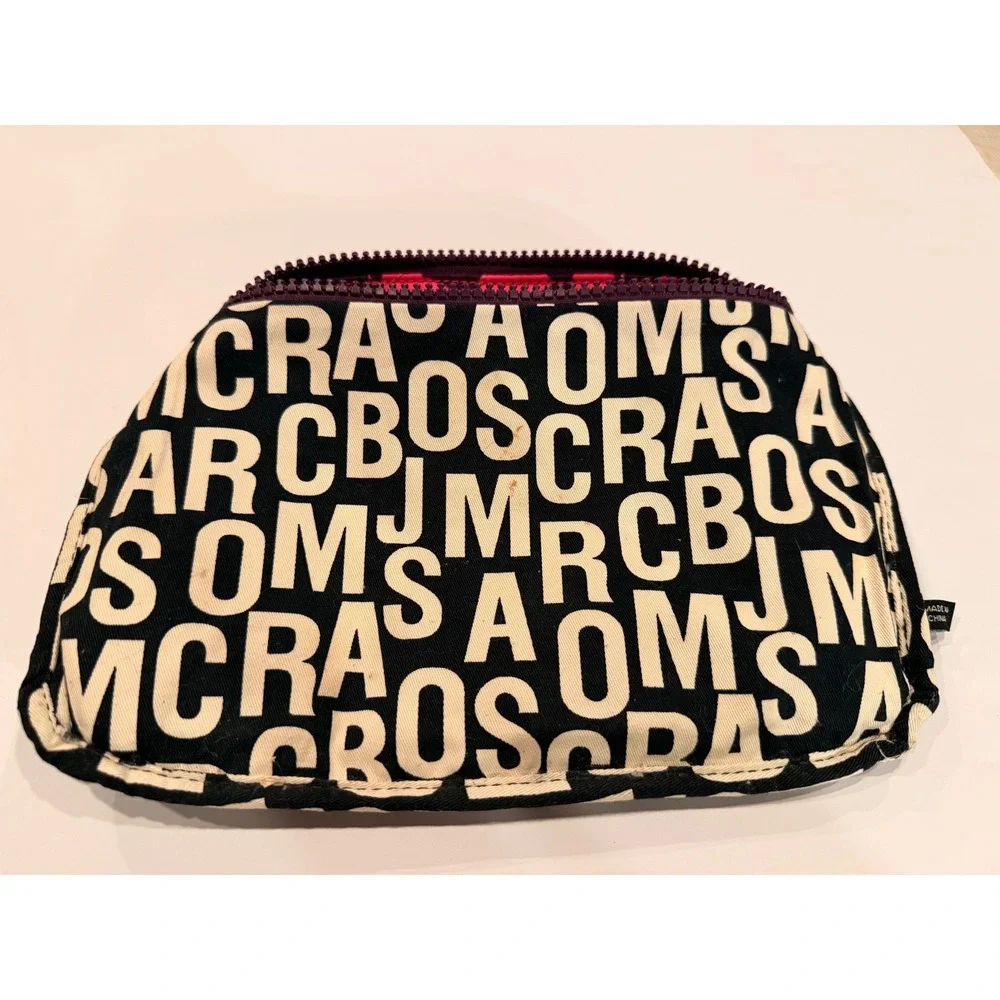Marc by Marc Jacobs Pink‎ Purple Heart Leopard Quilted Nylon Cosmetic Pouch Bag